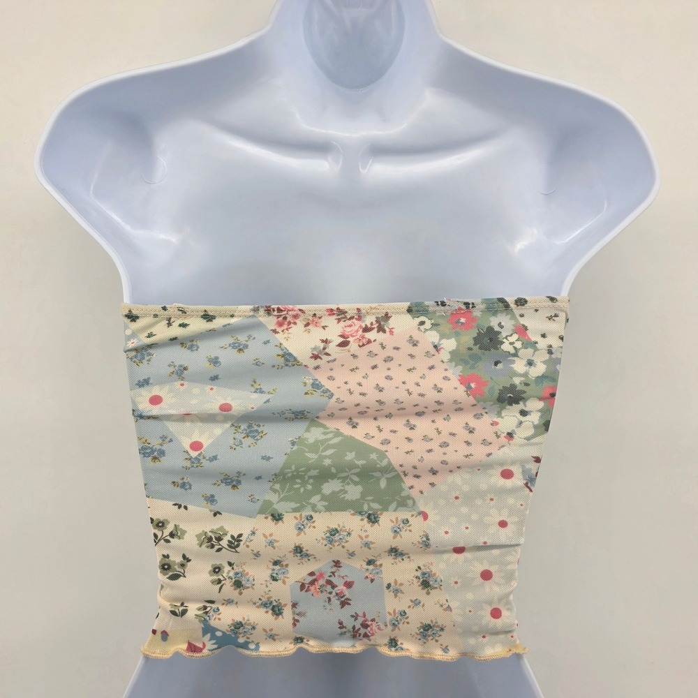 Patchwork Floral Tube Top Bandage Style Women‎ XS - Picture 2 of 5